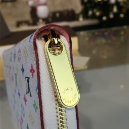 Replica Louis Vuitton White Multicolor Monogram Pink Interior Zippy Wallet