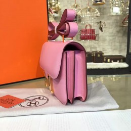 Replica Hermes Light Pink Constance 24 Gold Hardware Bag