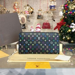 Replica Louis Vuitton Black Multicolor Monogram Zippy Wallet