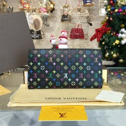 Replica Louis Vuitton Black Multicolor Monogram Zippy Wallet