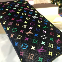 Replica Louis Vuitton Black Multicolor Monogram Zippy Wallet