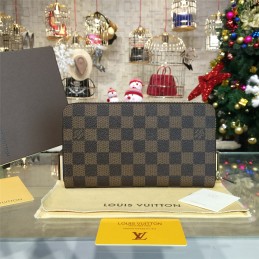 Replica Louis Vuitton Dark Brown Damier Ebene Zippy Organizer Wallet