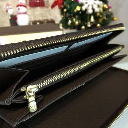 Replica Louis Vuitton Dark Brown Damier Ebene Zippy Organizer Wallet