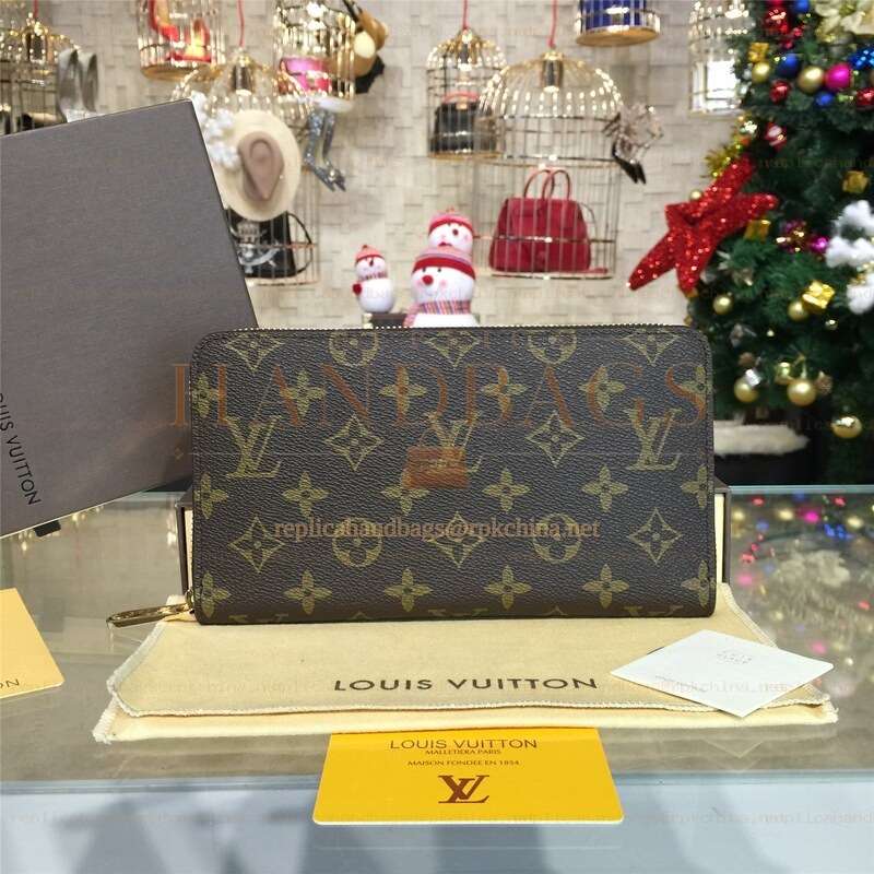 Replica Louis Vuitton Brown Monogram Oversized LV Zippy Organizer Wallet