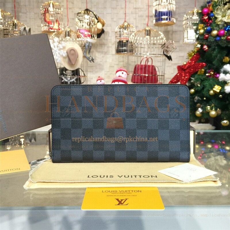 Replica Louis Vuitton Dark Gray Damier Graphite Zippy Organizer Wallet
