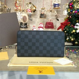 Replica Louis Vuitton Dark Gray Damier Graphite Zippy Organizer Wallet