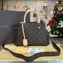 Replica Louis Vuitton Brown Monogram Beige Trim Montaigne BB