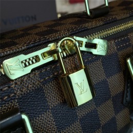 Replica Louis Vuitton Brown Damier Ebene Black Trim Speedy 25