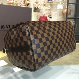 Replica Louis Vuitton Brown Damier Ebene Black Trim Speedy 30