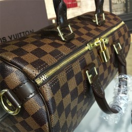 Replica Louis Vuitton Brown Damier Ebene Black Trim Speedy 30