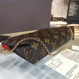 Replica Louis Vuitton Brown Monogram Red Trim Pallas Clutch