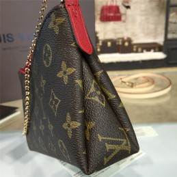 Replica Louis Vuitton Brown Monogram Red Trim Pallas Clutch