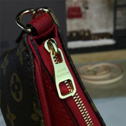 Replica Louis Vuitton Brown Monogram Red Trim Pallas Clutch