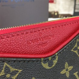 Replica Louis Vuitton Brown Monogram Red Trim Pallas Clutch