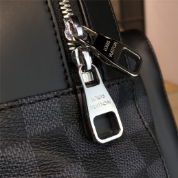 Replica Louis Vuitton Black Damier Graphite Silver Zip Josh Backpack