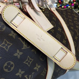 Replica Louis Vuitton Brown Monogram White Trim Keepall Bandouliere 45