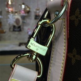 Replica Louis Vuitton Brown Monogram White Trim Keepall Bandouliere 45