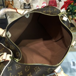 Replica Louis Vuitton Brown Monogram White Trim Keepall Bandouliere 45