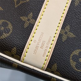 Replica Louis Vuitton Brown Monogram White Trim Keepall Bandouliere 50