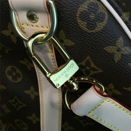 Replica Louis Vuitton Brown Monogram White Trim Keepall Bandouliere 50