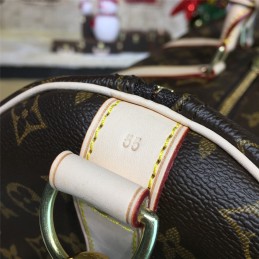 Replica Louis Vuitton Brown Monogram White Trim Keepall Bandouliere 50