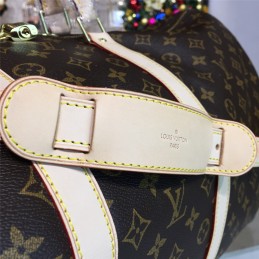Replica Louis Vuitton Brown Monogram Beige Trim Keepall Bandouliere 55