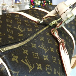 Replica Louis Vuitton Brown Monogram Beige Trim Keepall Bandouliere 55