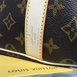 Replica Louis Vuitton Brown Monogram Beige Trim Keepall Bandouliere 55