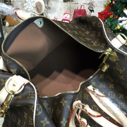 Replica Louis Vuitton Brown Monogram Beige Trim Keepall Bandouliere 55