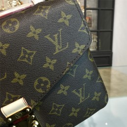 Replica Louis Vuitton Brown Monogram Black Trim Pochette Metis