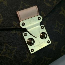 Replica Louis Vuitton Brown Monogram Black Trim Pochette Metis