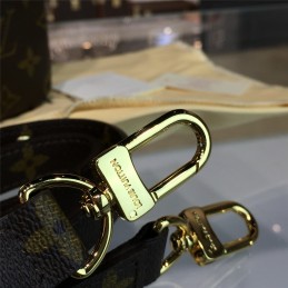 Replica Louis Vuitton Brown Monogram Black Trim Pochette Metis