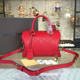 Replica Louis Vuitton Deep Red Embossed Monogram Speedy 25