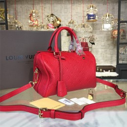 Replica Louis Vuitton Deep Red Embossed Monogram Speedy 25