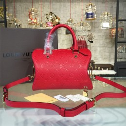 Replica Louis Vuitton Deep Red Embossed Monogram Speedy 25