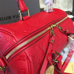 Replica Louis Vuitton Deep Red Embossed Monogram Speedy 25