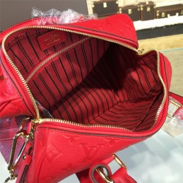 Replica Louis Vuitton Deep Red Embossed Monogram Speedy 25
