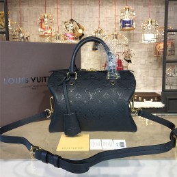 Replica Louis Vuitton Black Embossed Monogram Shoulder Strap Speedy 25