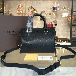 Replica Louis Vuitton Black Embossed Monogram Shoulder Strap Speedy 25