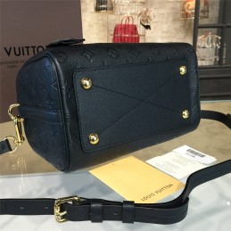 Replica Louis Vuitton Black Embossed Monogram Shoulder Strap Speedy 25