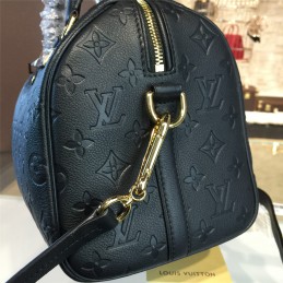 Replica Louis Vuitton Black Embossed Monogram Shoulder Strap Speedy 25
