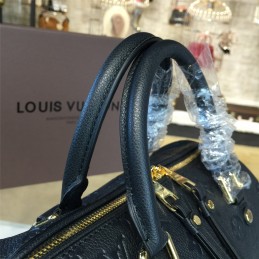 Replica Louis Vuitton Black Embossed Monogram Shoulder Strap Speedy 25