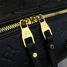 Replica Louis Vuitton Black Embossed Monogram Shoulder Strap Speedy 25