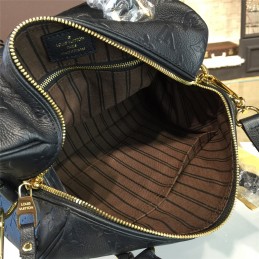 Replica Louis Vuitton Black Embossed Monogram Shoulder Strap Speedy 25