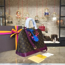 Replica Louis Vuitton Brown Monogram Purple Trim Alma MM