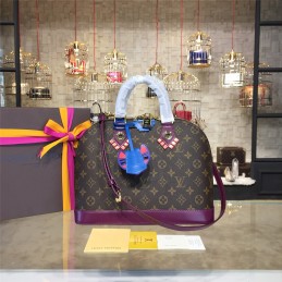 Replica Louis Vuitton Brown Monogram Purple Trim Alma MM
