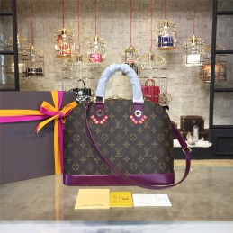 Replica Louis Vuitton Brown Monogram Purple Trim Alma MM