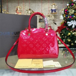 Replica Louis Vuitton Red Patent Monogram Brea PM