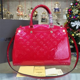 Replica Louis Vuitton Bright Red Patent Monogram Brea MM