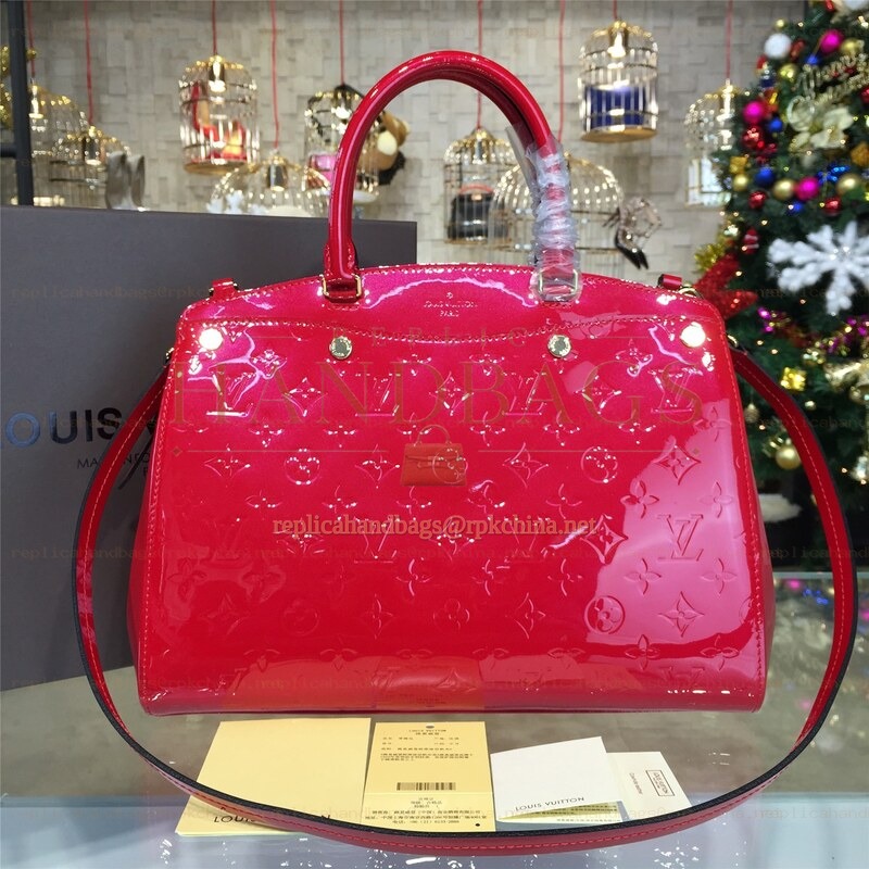 Replica Louis Vuitton Bright Red Patent Monogram Brea MM